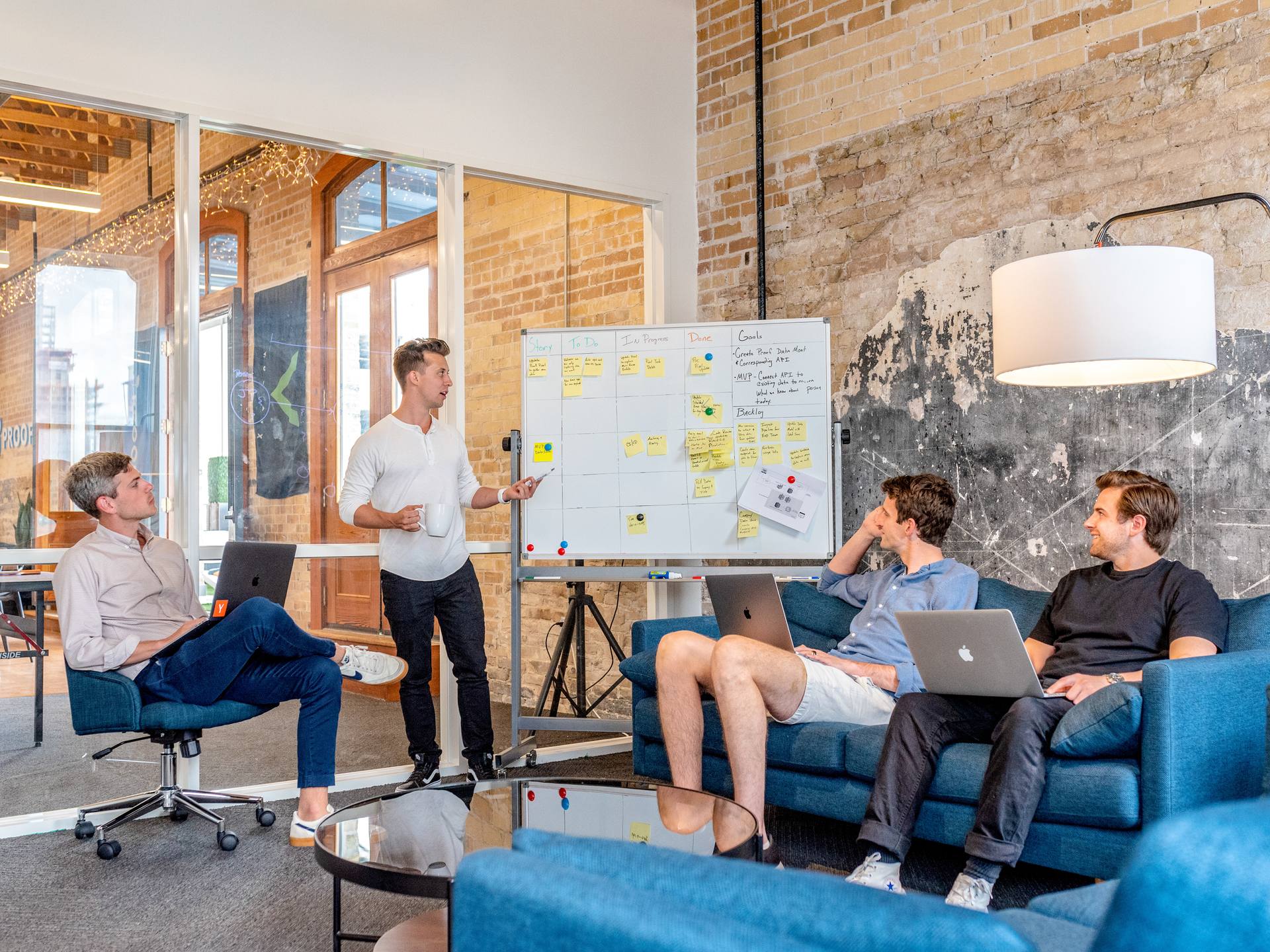 A group of people at a business presentation